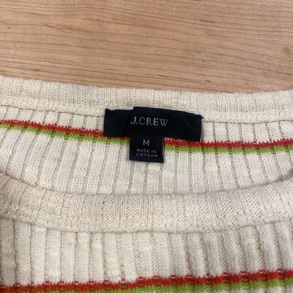 J.Crew Cream Sweater with Red and Green Stripes